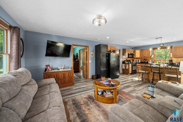 48484 262nd St, Valley Springs, SD 57068 - living room with light wood-style floors and recessed lighting