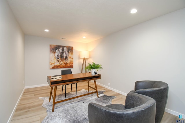 6504 E Hawker Trl, Sioux Falls, SD 57110 - office area featuring light wood-type flooring, baseboards, and recessed lighting