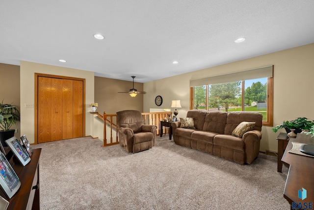 4401 E 28th St, Sioux Falls, SD 57103 - living area with carpet flooring, recessed lighting, and a ceiling fan