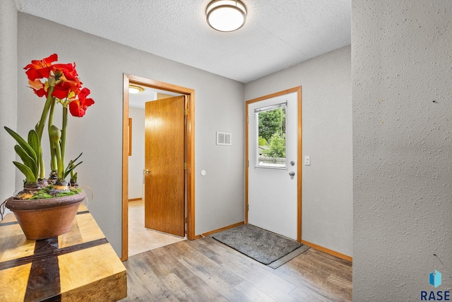 4804 W 39th St, Sioux Falls, SD 57106 - entryway with wood finished floors, a textured wall, a textured ceiling, and baseboards