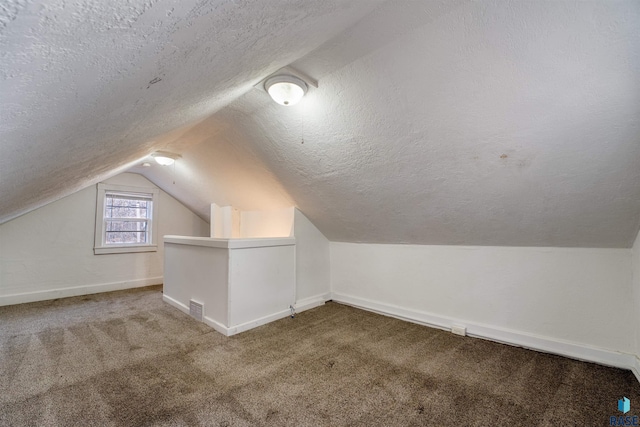 316 S Sherman Ave, Sioux Falls, SD 57103 - bonus room featuring a textured ceiling, baseboards, carpet, and vaulted ceiling