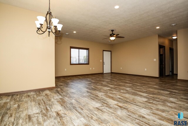 6400 S Keller Cir, Sioux Falls, SD 57108 - unfurnished room with a ceiling fan, wood finished floors, recessed lighting, and baseboards