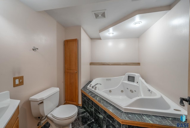 800 N Poplar Ave, Tea, SD 57064 - full bathroom featuring a whirlpool tub, toilet, vanity, and marble finish flooring