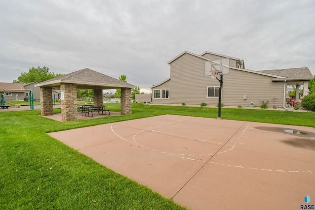 5411 S Ledgestone Pl, Sioux Falls, SD 57108 - view of sport court with a gazebo, basketball hoop, and a lawn