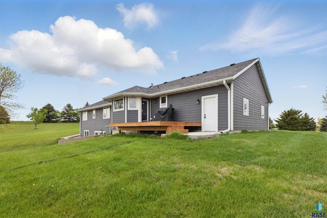 26646 461st Ave, Hartford, SD 57033 - rear view of property with a wooden deck and a lawn