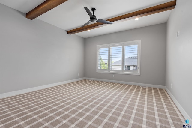 7324 E Twin Pines Ct, Sioux Falls, SD 57110 - carpeted spare room with beamed ceiling, ceiling fan, and baseboards