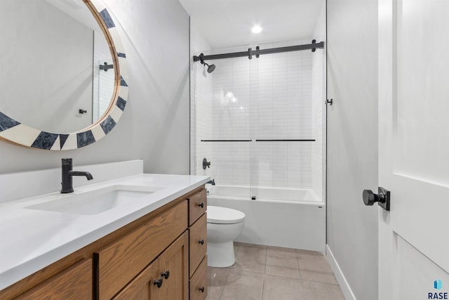 7324 E Twin Pines Ct, Sioux Falls, SD 57110 - full bath with vanity, toilet, shower / bath combination with glass door, and tile patterned floors