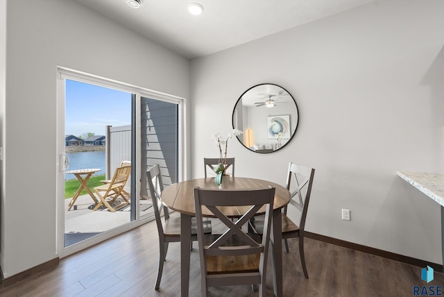 5520 S Seville Pl, Sioux Falls, SD 57108 - dining room featuring wood finished floors, baseboards, and a water view