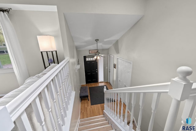 1304 N Tahoe Trl, Sioux Falls, SD 57110 - stairs with wood finished floors and ceiling fan