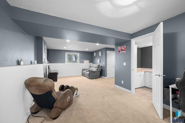 1304 N Tahoe Trl, Sioux Falls, SD 57110 - living area with light colored carpet, baseboards, and a textured ceiling