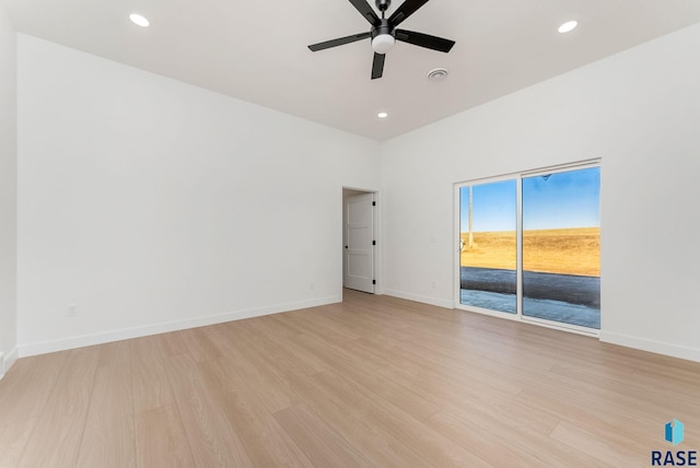 413 W 5th St, Crooks, SD 57020 - spare room with light wood-type flooring, a ceiling fan, baseboards, and recessed lighting