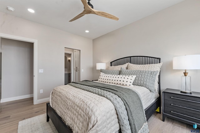 2720 S Oriya Pl, Sioux Falls, SD 57106 - bedroom featuring light wood finished floors, baseboards, recessed lighting, and a ceiling fan