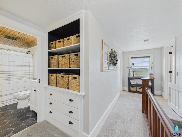 577 60th Ave, Beaver Creek, MN 56116 - hall with a textured ceiling, dark colored carpet, and baseboards