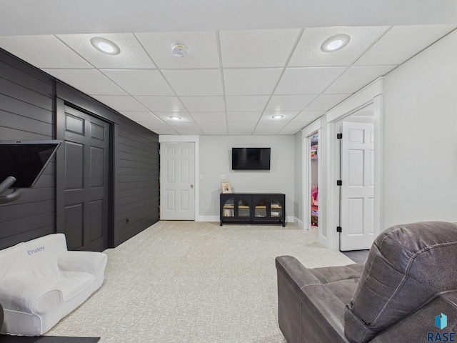 577 60th Ave, Beaver Creek, MN 56116 - living area featuring carpet, baseboards, a paneled ceiling, and recessed lighting