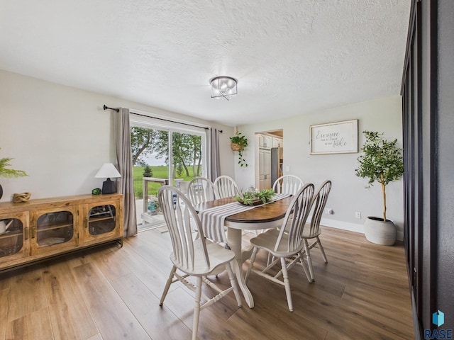 577 60th Ave, Beaver Creek, MN 56116 - dining space with wood finished floors, a textured ceiling, and baseboards