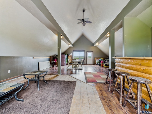 577 60th Ave, Beaver Creek, MN 56116 - interior space featuring ceiling fan, lofted ceiling, and wood-type flooring