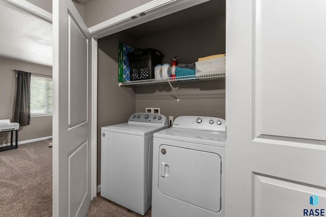 872 S Sycamore Ave Unit 3, Sioux Falls, SD 57110 - laundry room with separate washer and dryer, carpet flooring, and baseboards