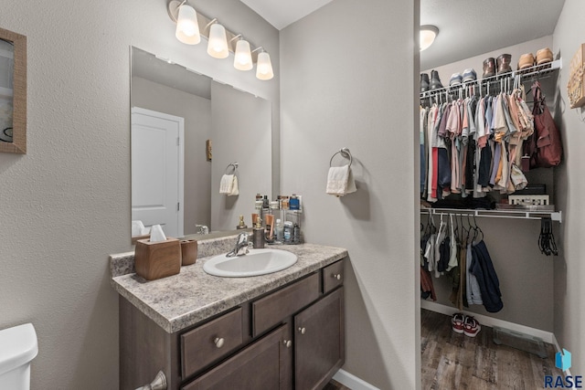 872 S Sycamore Ave Unit 3, Sioux Falls, SD 57110 - bathroom with vanity, wood finished floors, toilet, and a spacious closet