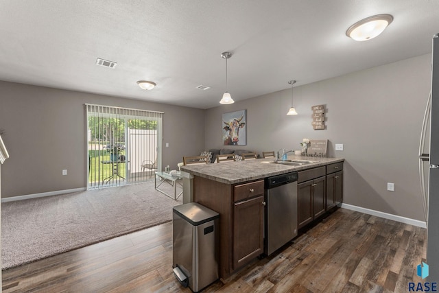 872 S Sycamore Ave Unit 3, Sioux Falls, SD 57110 - kitchen with stainless steel dishwasher, open floor plan, a peninsula, a sink, and baseboards