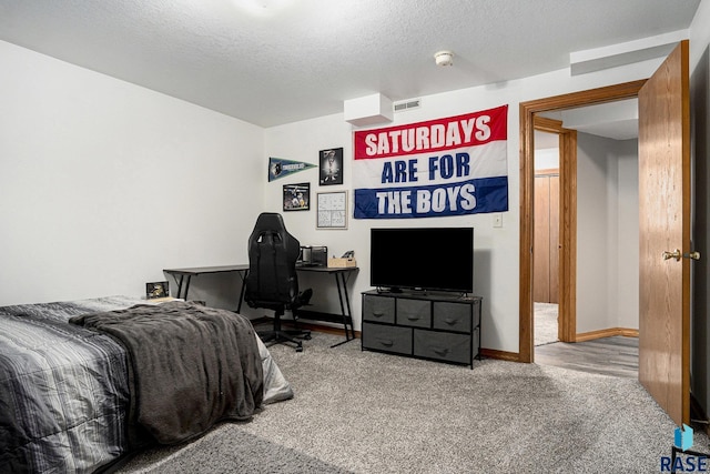 46687 276th St, Lennox, SD 57039 - carpeted bedroom featuring baseboards and a textured ceiling