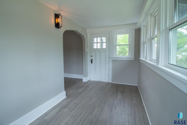 1700 E 7th St, Sioux Falls, SD 57103 - unfurnished sunroom featuring arched walkways and plenty of natural light