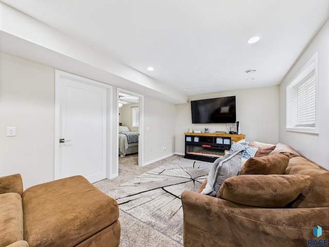 204 W Mountain Ash St, Brandon, SD 57005 - living room featuring light colored carpet, recessed lighting, and healthy amount of natural light