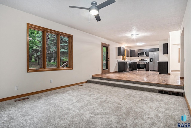 7604 E Palomino Rd, Sioux Falls, SD 57110 - unfurnished living room featuring light colored carpet and a ceiling fan