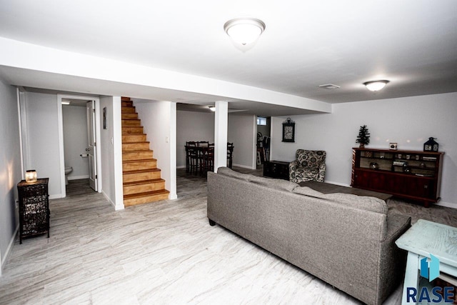 3601 S Holbrook Ave, Sioux Falls, SD 57106 - living area featuring stairs and baseboards