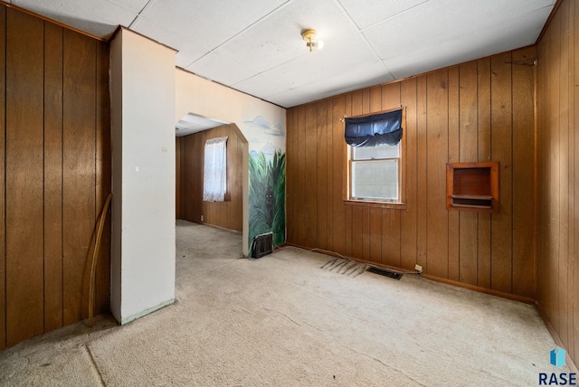 1407 N Main Ave, Sioux Falls, SD 57104 - unfurnished room with healthy amount of natural light, light colored carpet, and wood walls