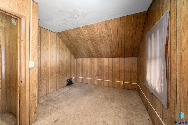 1407 N Main Ave, Sioux Falls, SD 57104 - additional living space with wooden walls, carpet floors, and lofted ceiling