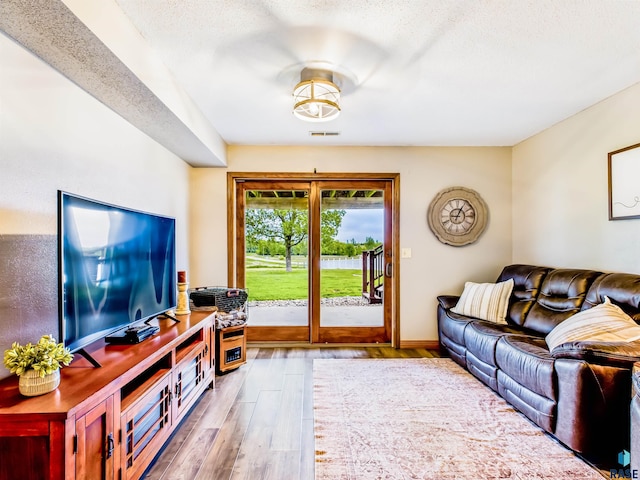26481 487th Ave, Valley Springs, SD 57068 - living area featuring wood finished floors and a textured ceiling