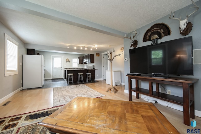 129 S Main Ave, Colman, SD 57017 - living area with light wood-style floors and a textured ceiling