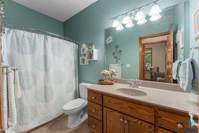 2213 S Purdue Ave, Sioux Falls, SD 57106 - full bathroom with vanity, tile patterned floors, and a shower with shower curtain