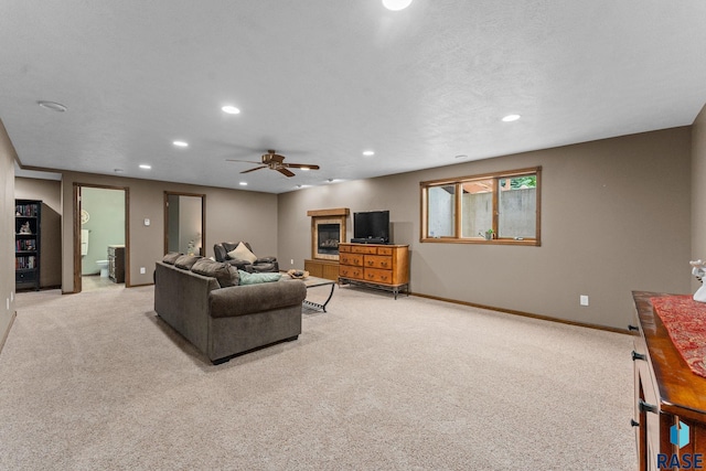 2213 S Purdue Ave, Sioux Falls, SD 57106 - living room featuring light colored carpet, recessed lighting, and ceiling fan