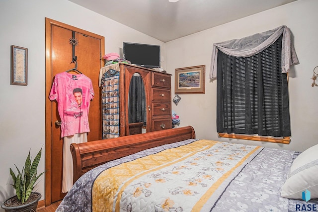 508 E Crawford St, Luverne, MN 56156 - bedroom with vaulted ceiling and wood finished floors