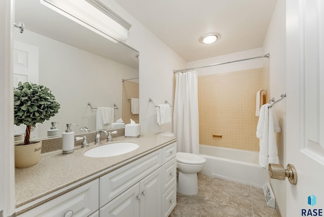 915 E Ridge Rd, Sioux Falls, SD 57105 - bathroom with vanity, shower / bathtub combination with curtain, and tile patterned flooring
