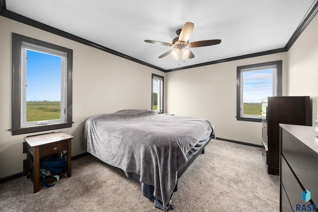 7513 E 49th St, Sioux Falls, SD 57110 - bedroom featuring carpet floors, ornamental molding, and a ceiling fan