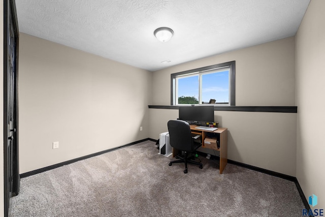 7513 E 49th St, Sioux Falls, SD 57110 - carpeted home office featuring baseboards and a textured ceiling