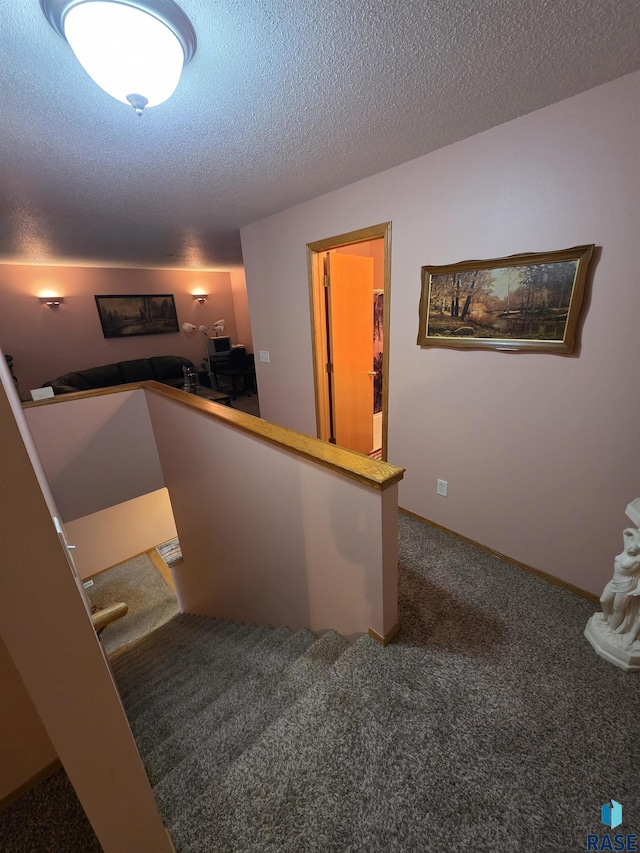 3333 W Ralph Rogers Rd, Sioux Falls, SD 57108 - stairs with carpet and a textured ceiling