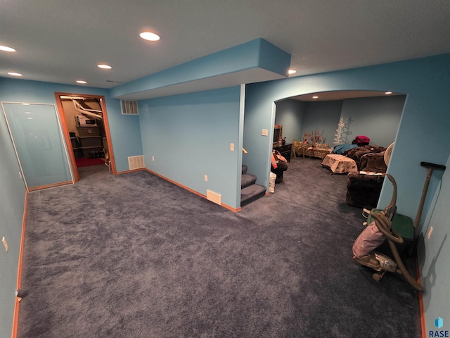 3333 W Ralph Rogers Rd, Sioux Falls, SD 57108 - finished below grade area featuring recessed lighting, carpet, and stairway