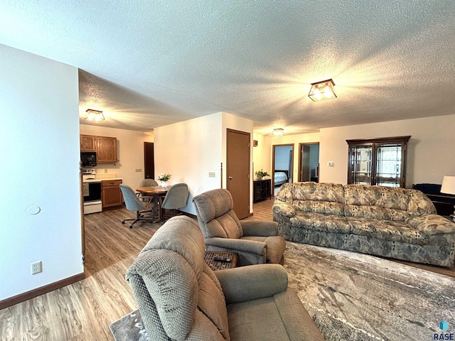 421 E 2nd St, Miller, SD 57362 - living room with light wood-style floors and a textured ceiling