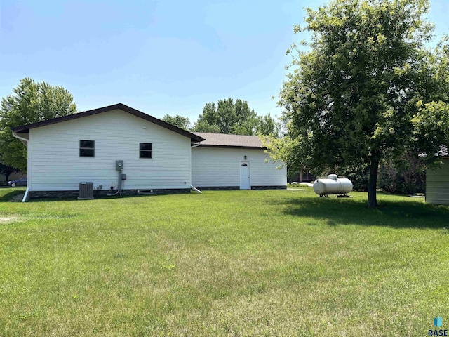 421 E 2nd St, Miller, SD 57362 - view of property exterior with a cooling unit and a lawn