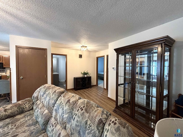 421 E 2nd St, Miller, SD 57362 - living area with wood finished floors and a textured ceiling
