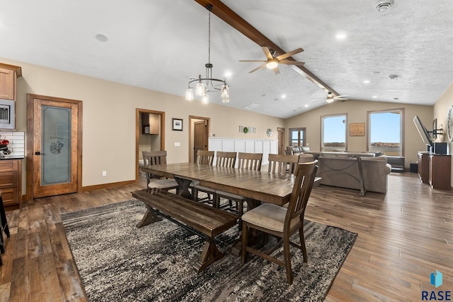 25953 481st Ave, Brandon, SD 57005 - dining room with a ceiling fan, wood-type flooring, a chandelier, and recessed lighting