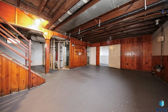 1330 W 14th St, Sioux Falls, SD 57104 - unfinished below grade area with wood walls and stairs