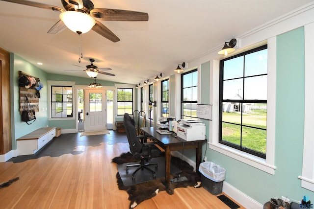 47138 293rd St, Beresford, SD 57004 - office with ceiling fan and wood finished floors