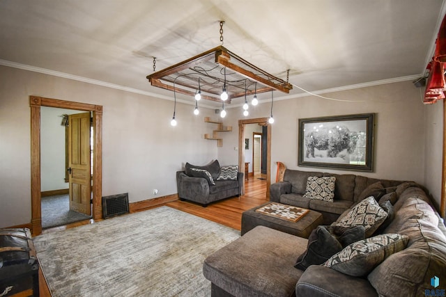 47138 293rd St, Beresford, SD 57004 - living room featuring wood finished floors and ornamental molding