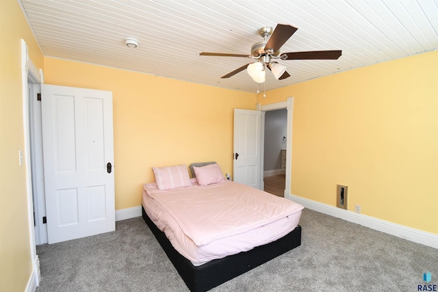 47138 293rd St, Beresford, SD 57004 - bedroom with carpet floors, wood ceiling, and ceiling fan