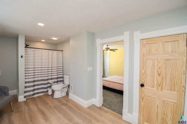 47138 293rd St, Beresford, SD 57004 - ensuite bathroom with wood finished floors, recessed lighting, and curtained shower