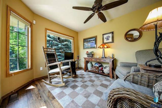 6811 E Split Rock Cir, Sioux Falls, SD 57110 - office featuring hardwood / wood-style floors and a ceiling fan